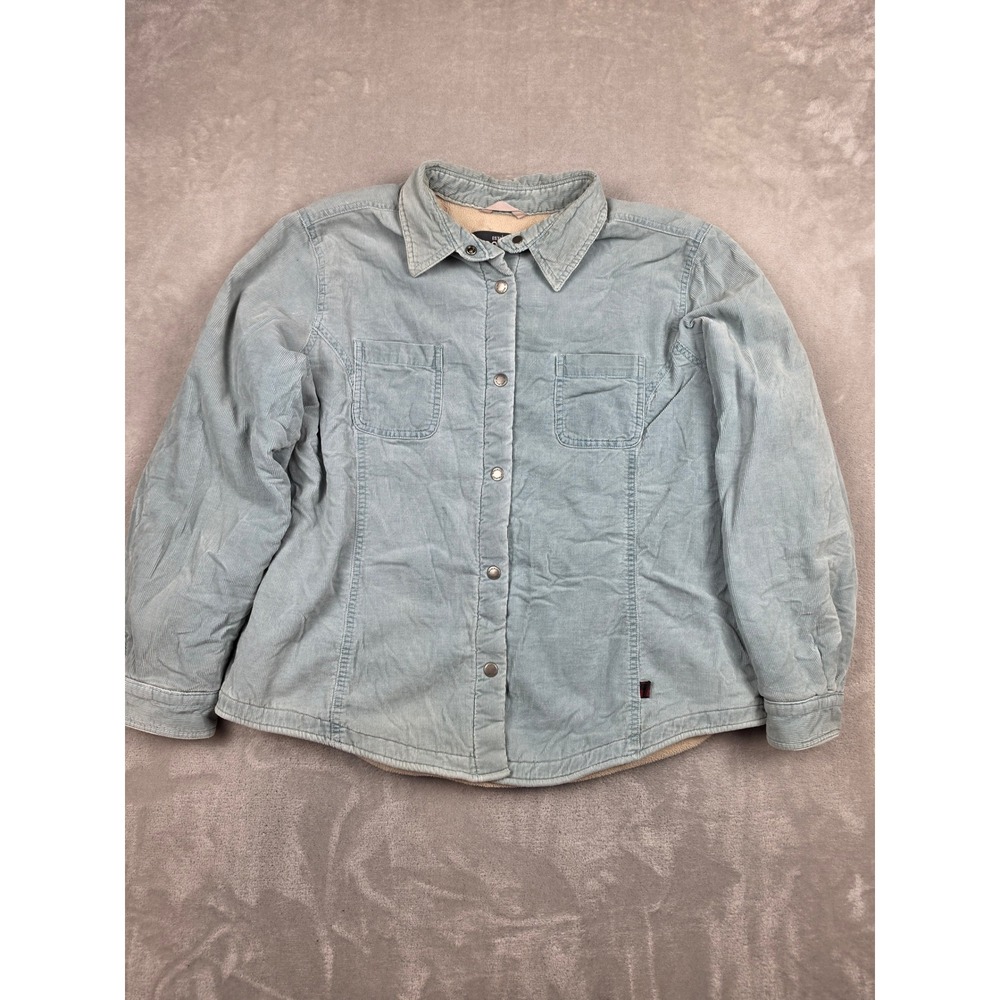 Woolrich Corduroy Shirt Jacket Womens XL Bluegrass Fleece Lined Snap Button